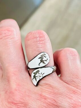 Vintage Siam Sterling Niello Thai Dancer Wrap Ring Size 7 Adjustable